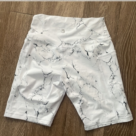BuffBunny White and Black Marble Bike Shorts - Picture 2 of 2